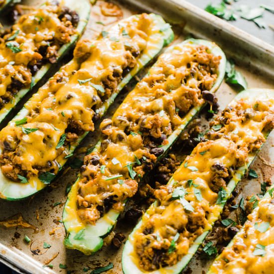 Black Bean Turkey Zucchini Boats - Recipe photo by dadwithapan