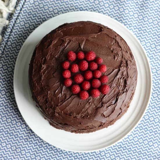 Chocolate Raspberry Layer Cake - Recipe photo by adashofzest