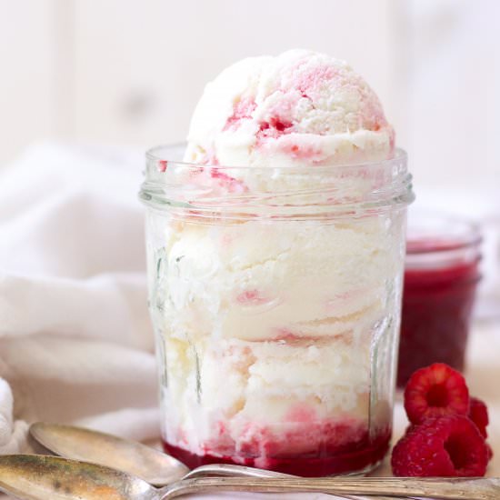 Raspberry Swirl Frozen Yogurt - Recipe photo by recipestonourish