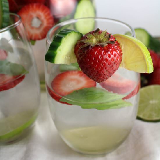 Strawberry Basil Lime Spa Water - Recipe photo by thecleaneatingcouple