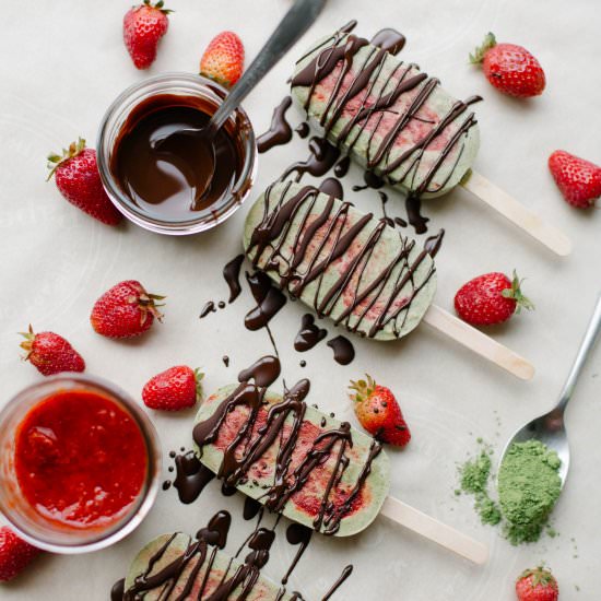 Strawberry & Matcha Cream Bars - Recipe photo by spice and sprout