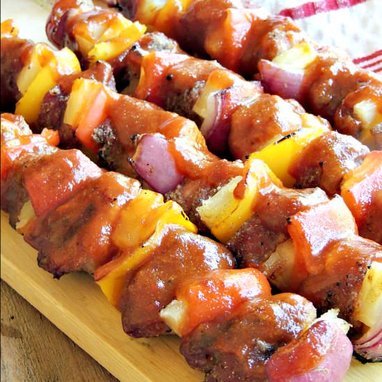 Grilled Hawaiian Pork Kabobs - Recipe photo by BobbisKozyKitchen