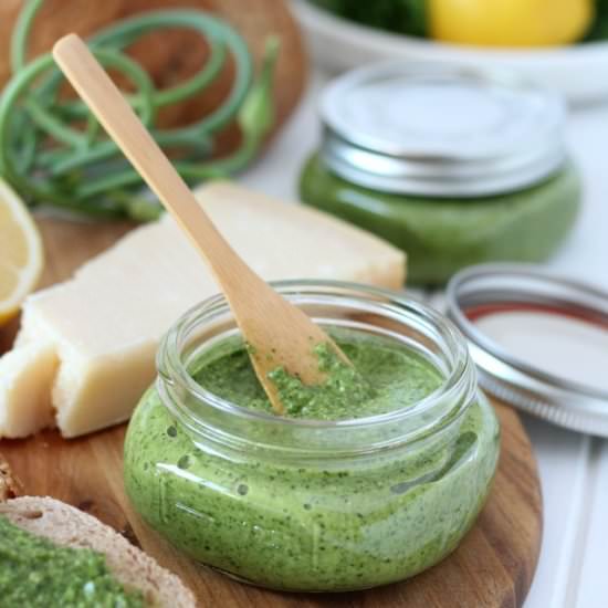 Spinach Basil Pesto - Recipe photo by SatoriDesignForLiving