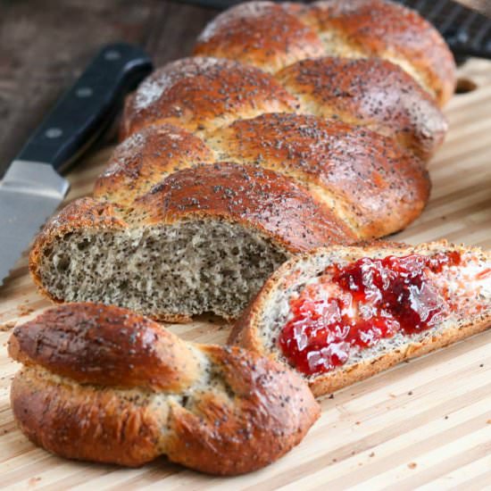 Crusty Braided Poppy Seed Loaf - Recipe photo by KyleeCooks