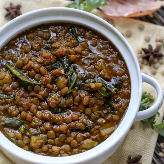 Spicy Potato lentil soup with kale - Recipe photo by Afrovitalityeats