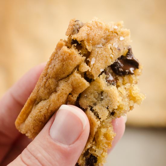 Salted Chocolate Chip Cookie Bars - Recipe photo by The Creative Bite