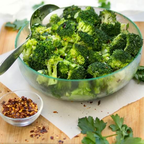 Chimichurri Broccoli Salad - Recipe photo by panning the globe