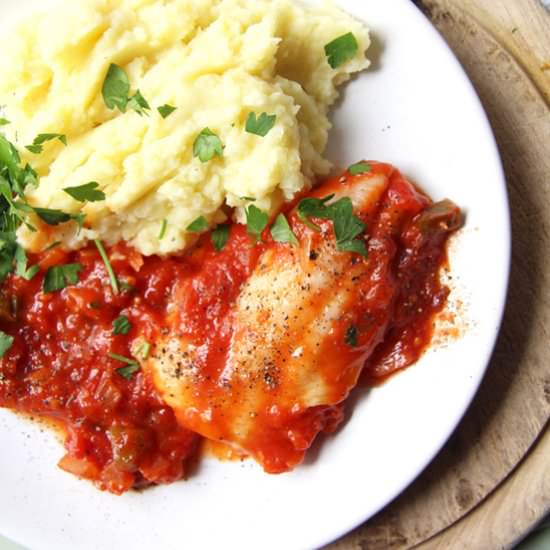 Skillet Fish Fillet in Tomato Sauce - Recipe photo by adinutza