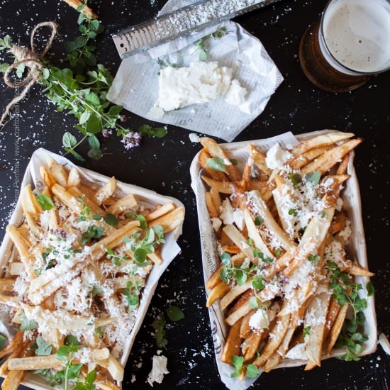 Hand Cut Fries with Feta & Oregano - Recipe photo by Craft Beering