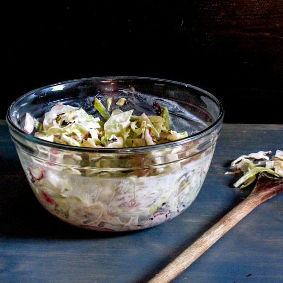 Roasted Radish Slaw - Recipe photo by percolatekitchen