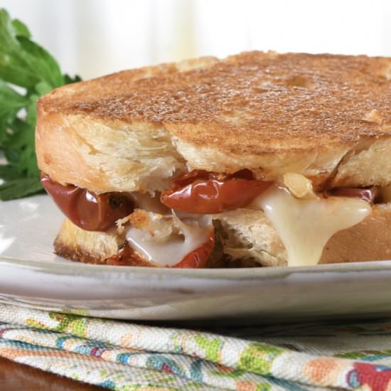 Gruyere and Slow Roasted Tomato Grilled Cheese - Recipe photo by For the Love of Cooking