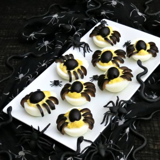 Spooky Deviled Egg Spiders - Recipe photo by SheSaved