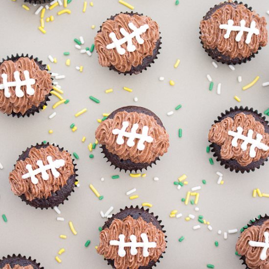 Mini Football Cupcakes - Recipe photo by sarahsbakestudio