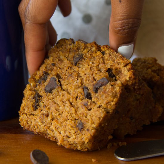 Paleo Chocolate Chip Pumpkin Bread - Recipe photo by saygraceblog