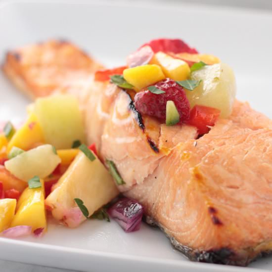 Salmon with Fresh Fruit Salsa - Recipe photo by Chef in the Burbs