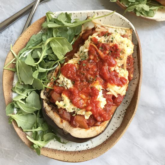 Stuffed Eggplant Boats - Recipe photo by plantbasedjane