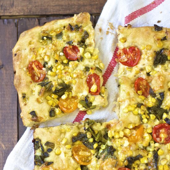 Summer Harvest Focaccia - Recipe photo by KneadingHome