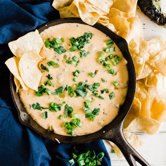 Roasted Hatch Pepper Queso Dip - Recipe photo by dadwithapan