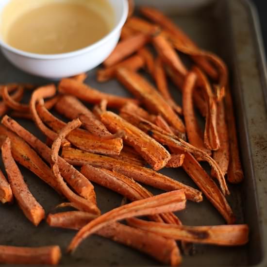 Oil Free Roasted Carrot Fries - Recipe photo by TwoRaspberries