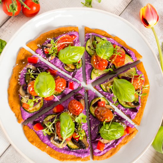 Veggie Pizza with Quinoa Crust - Recipe photo by RainbowInMyKitchen