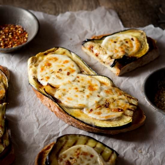 Eggplant Bruschetta with Mozzarella - Recipe photo by Inside the rustic kitchen