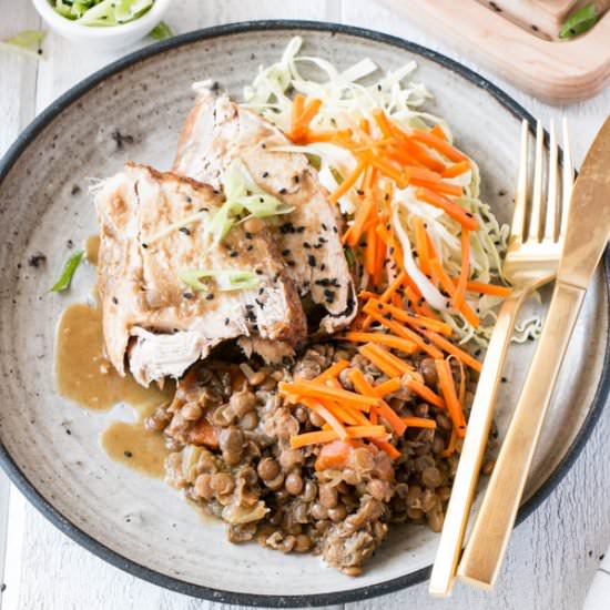 Slow Cooker Miso Soy Turkey Lentils - Recipe photo by My Kitchen Love