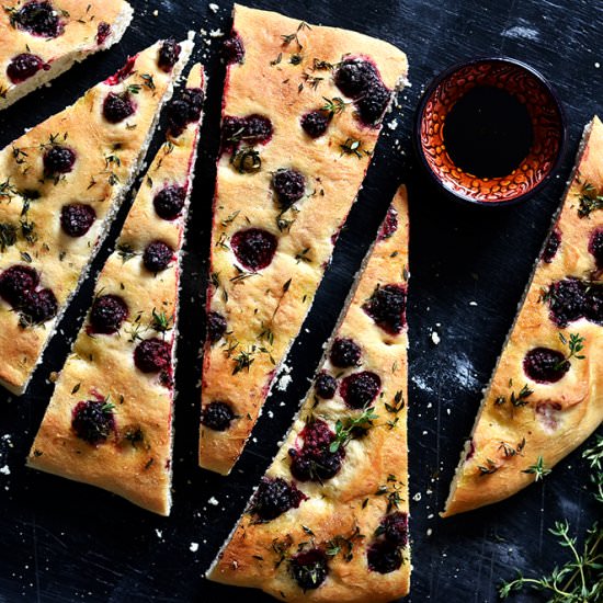 Blackberry & Thyme Focaccia - Recipe photo by thehungryherbivores