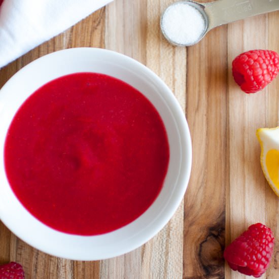Raspberry Coulis Sauce - Recipe photo by CanapesandSoirees