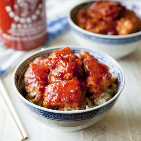 Spicy Garlic Sriracha Chicken - Recipe photo by partialingredients