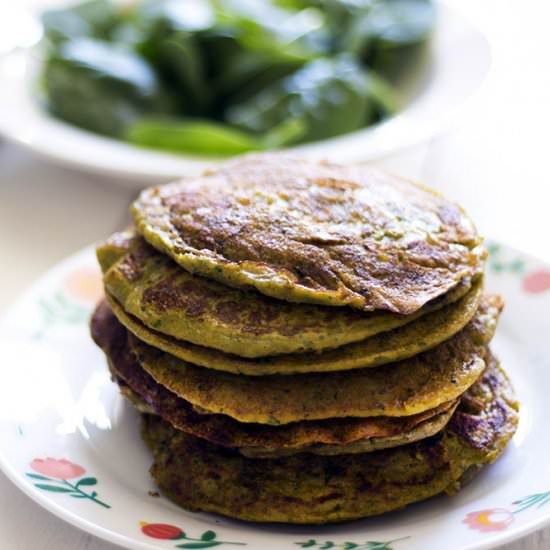 Sweet potato and spinach pancakes - Recipe photo by Mandy Sneaky Veg