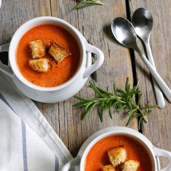 roasted red pepper and tomato soup - Recipe photo by chelseashealthykitchen