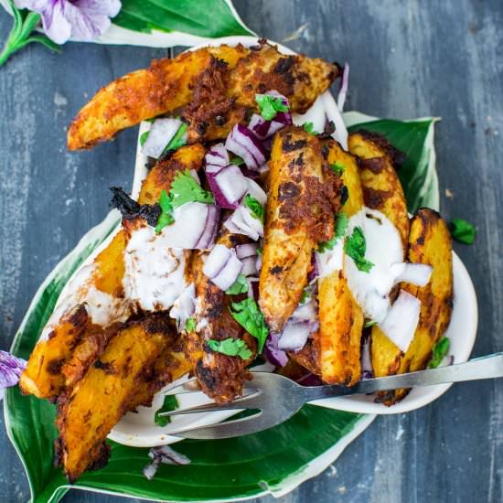Baked Masala Potato Wedges - Recipe photo by Anu@MyGingerGarlicKitchen
