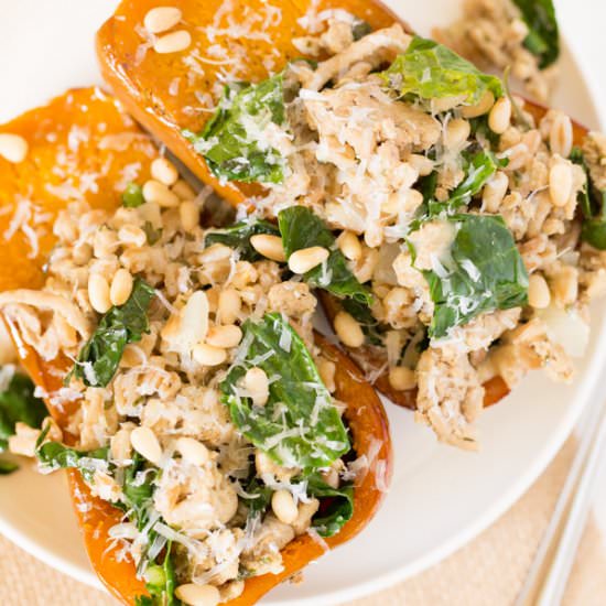 Turkey Stuffed Honeynut Squash - Recipe photo by heartandstove