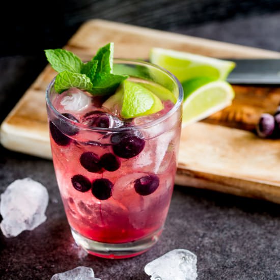 G&T muddled with Blueberry and Lime - Recipe photo by sprinkles and sprouts