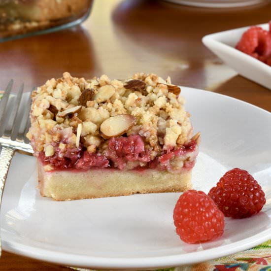 Raspberry Crumble Bars - Recipe photo by For the Love of Cooking