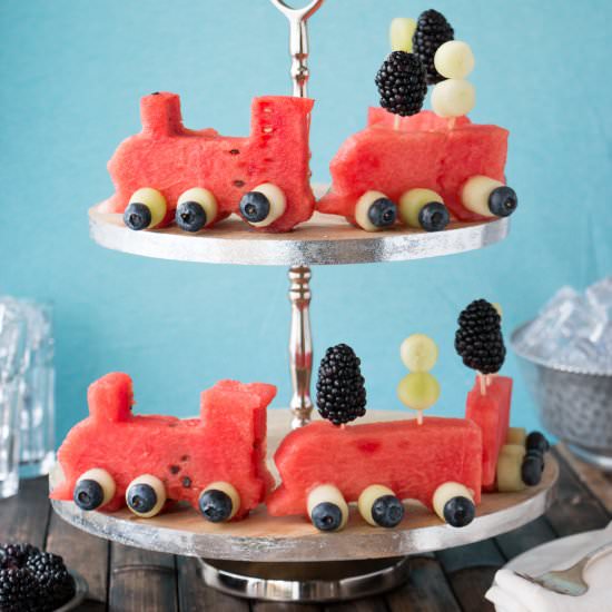 Watermelon Fruit Train - Recipe photo by Chewable Structures