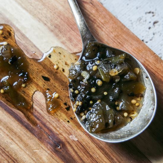 Fire Roasted Green Chile Jam - Recipe photo by Jess Pryles