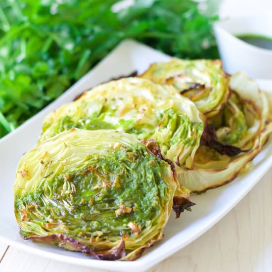 Garlic Herb Roasted Cabbage Steaks - Recipe photo by recipestonourish