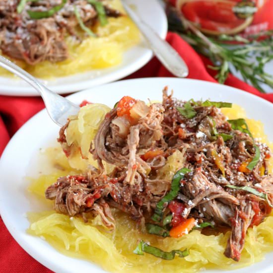 Beef Ragu over Spaghetti Squash - Recipe photo by The Nutrition Adventure