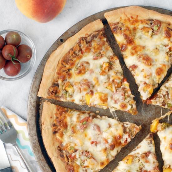 BBQ Black Bean Peach Salsa Pizza - Recipe photo by alisonsallspice