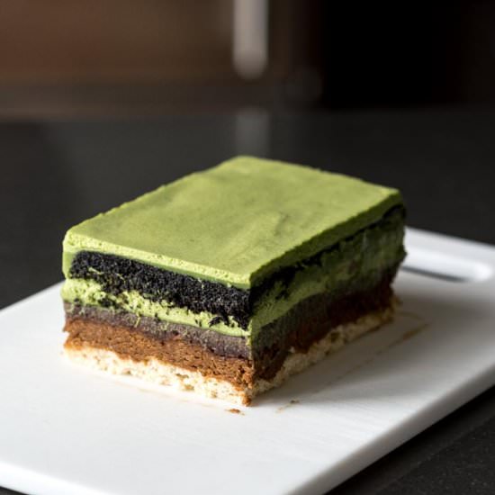 Matcha Azuki Entremet - Recipe photo by iamafoodblog