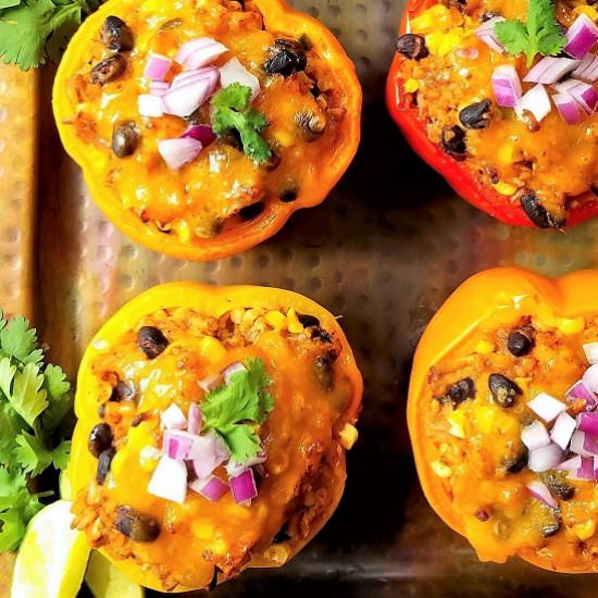 Turkey Enchilada Stuffed Peppers - Recipe photo by Give it Some Thyme