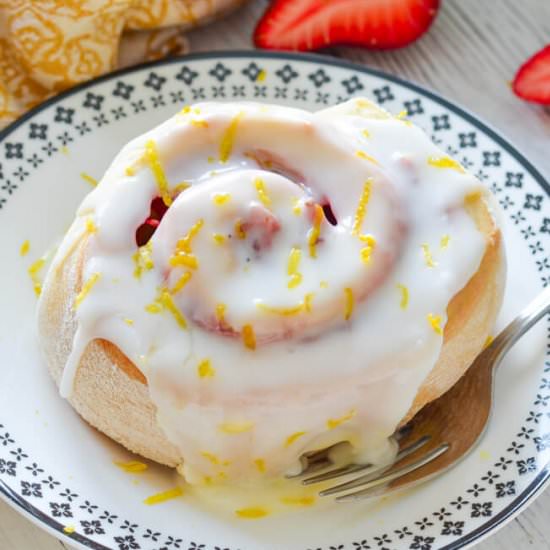 Sticky Lemon Strawberry Sweet Rolls - Recipe photo by AVirtualVegan