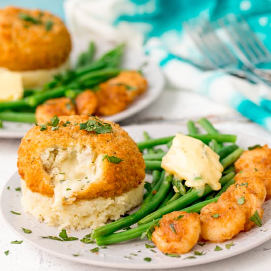 Garlic Butter Prawns & Fishcake - Recipe photo by KitchenSanctuary