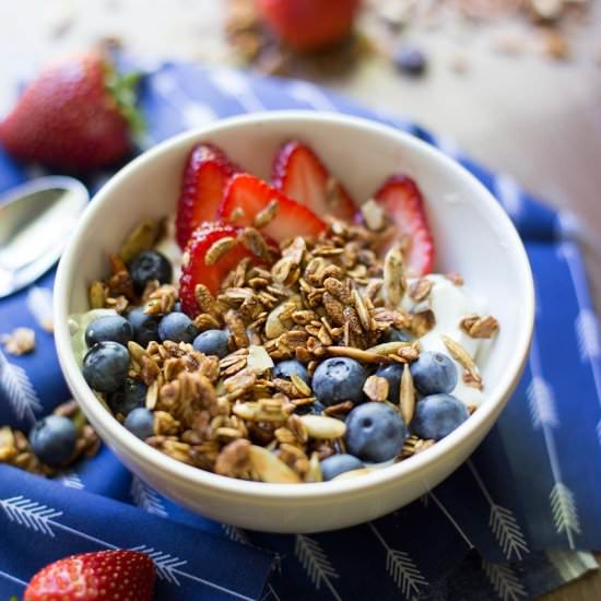 Pumpkin Flax Molasses Granola - Recipe photo by Kiwi and Carrot