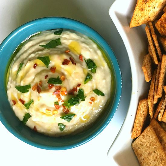 Garlic Oil White Bean Dip - Recipe photo by BiteSizedKitchen