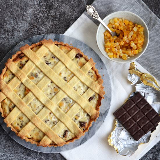 Ricotta, Citrus, and Chocolate Tart - Recipe photo by Hannah Bond