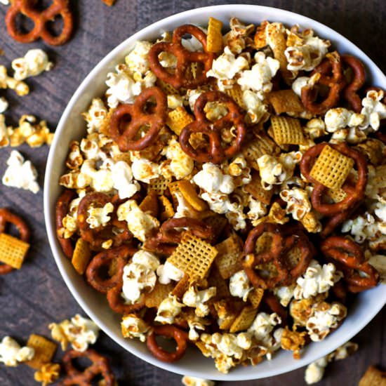 Honey Mustard Popcorn Snack Mix - Recipe photo by turniptheoven
