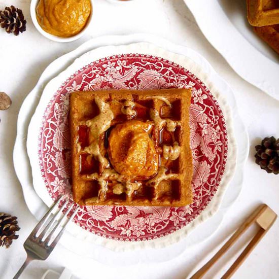 Paleo Pumpkin Waffles - Recipe photo by perchancetocook.com