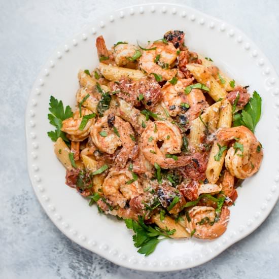 Spicy Shrimp Pasta - Recipe photo by saltandlavender